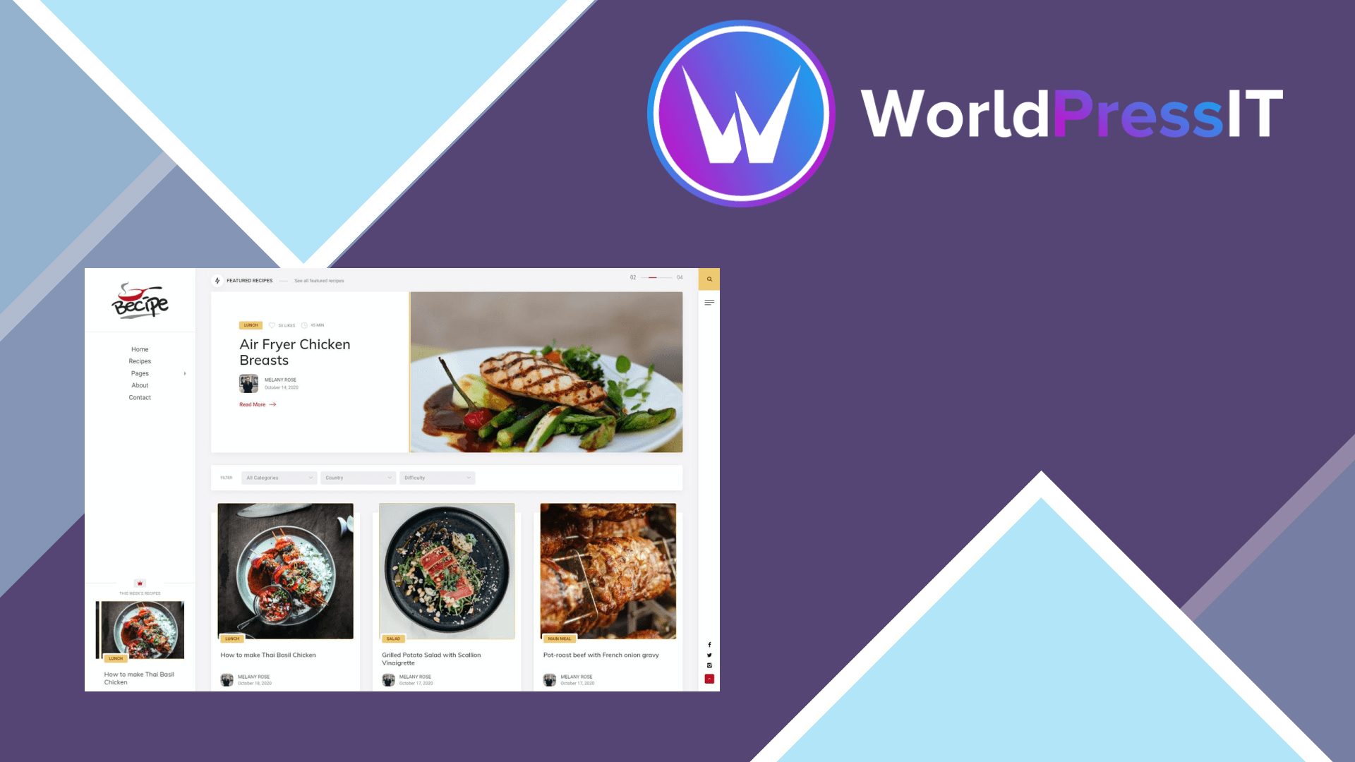 Becipe Recipe Blogging WordPress Theme WorldPress IT