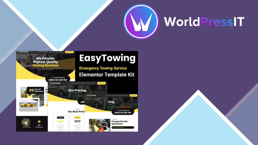 EasyTowing - Emergency Towing Service Elementor Template Kit