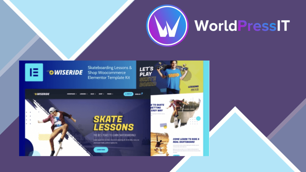 WiseRide - Skateboarding Lessons and Shop Woocommerce Elementor Template Kit