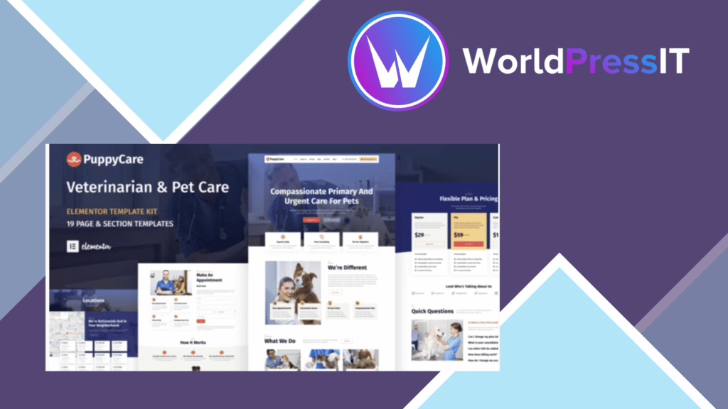 PuppyCare - Vetenarian and Pet Care WordPress Elementor Template Kit