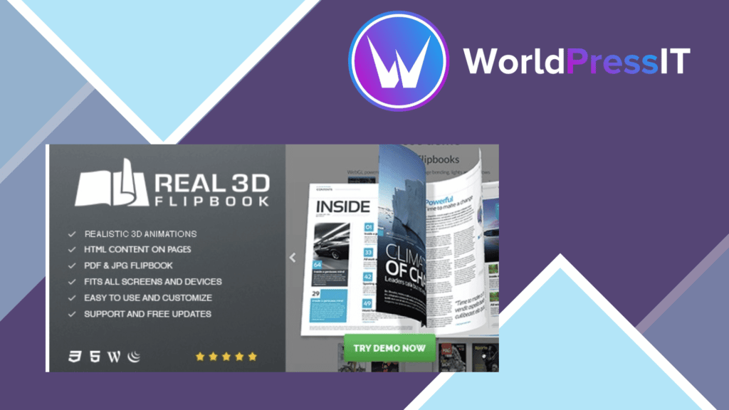 Real3D FlipBook WordPress Plugin + All Addons Pack