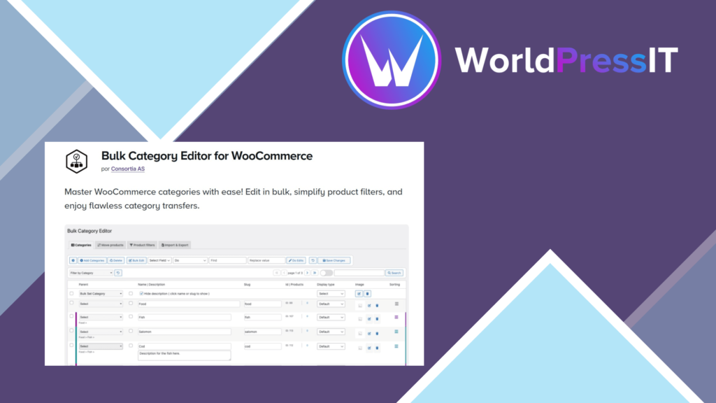 Bulk Category Editor for WooCommerce