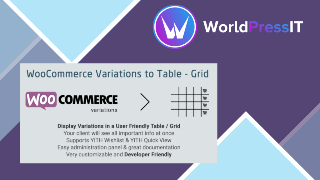 Woocommerce Variations to Table - Grid