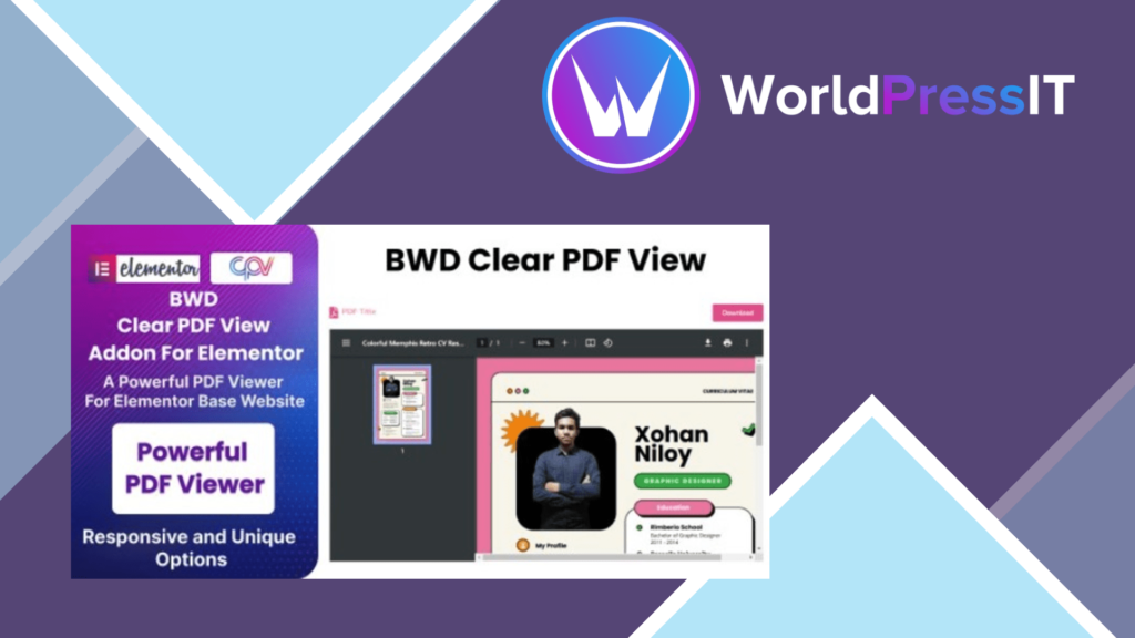 BWD Clear PDF View Addon For Elementor