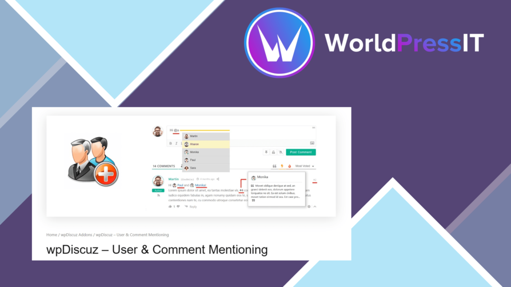 wpDiscuz – User and Comment Mentioning