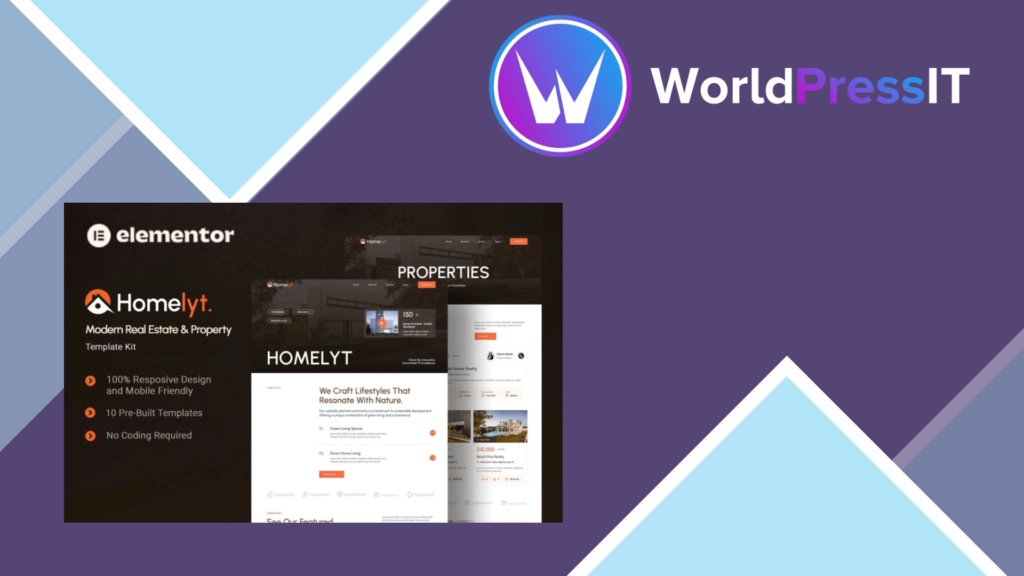 Homelyt – Modern Real Estate and Property Elementor Template Kit