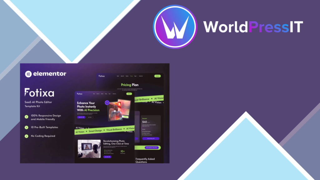 Fotixa – SaaS AI Photo App Website Elementor Template Kit