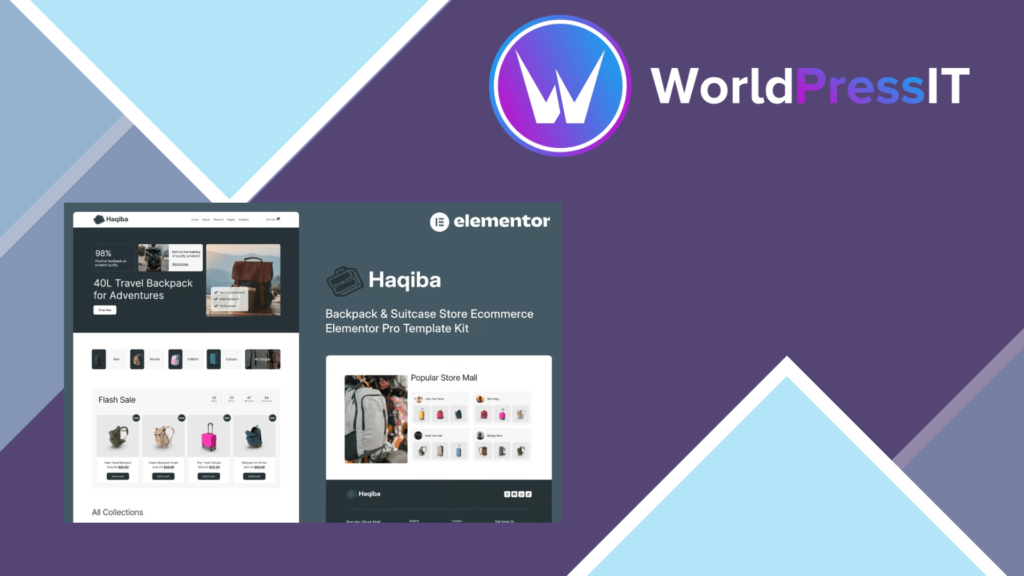 Haqiba – Backpack and Suitcase Store Ecommerce Elementor Pro Template Kit