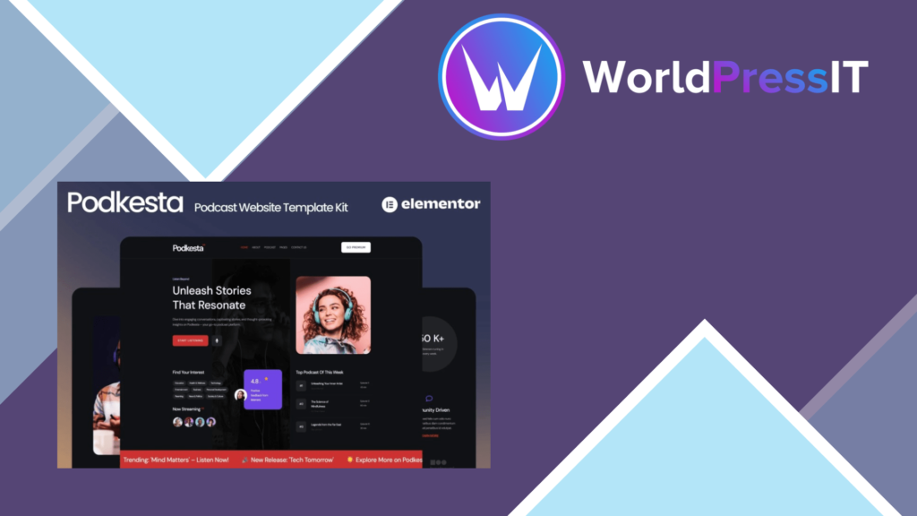 Podkesta – Dark Theme Podcast Elementor Template Kit