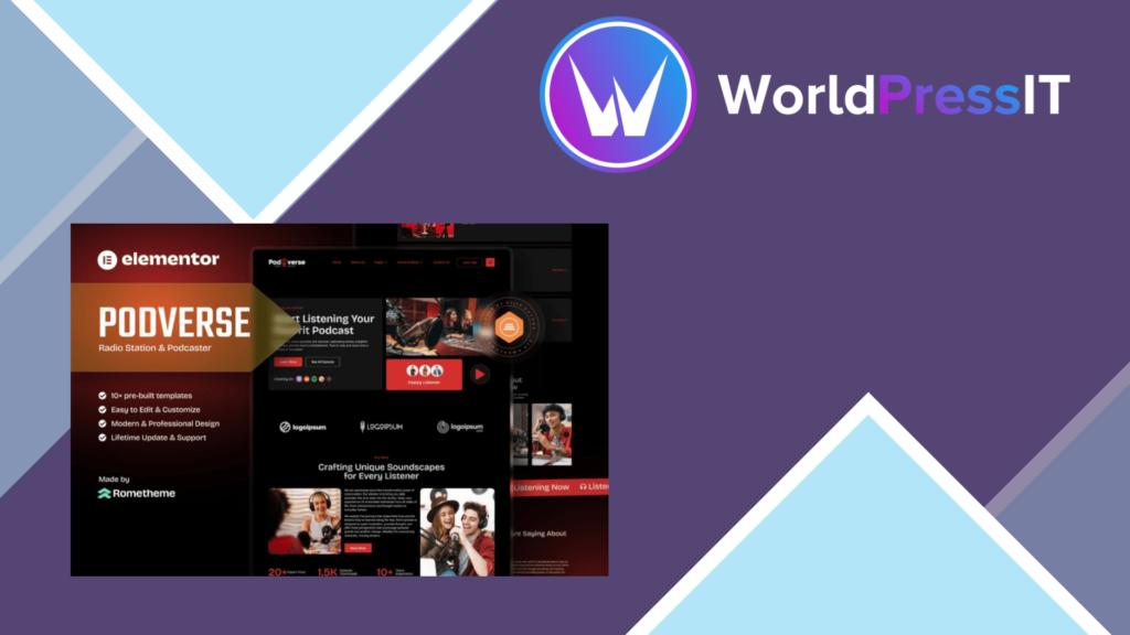 Podverse – Radio Station and Podcaster Elementor Template Kit