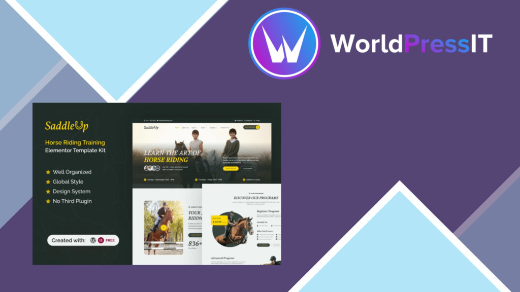SaddleUp – Horse Riding Training Elementor Template Kit