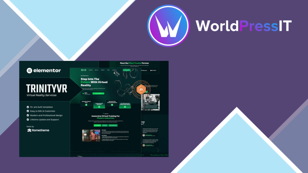 TrinityVR – Virtual Reality Services Elementor Template Kit