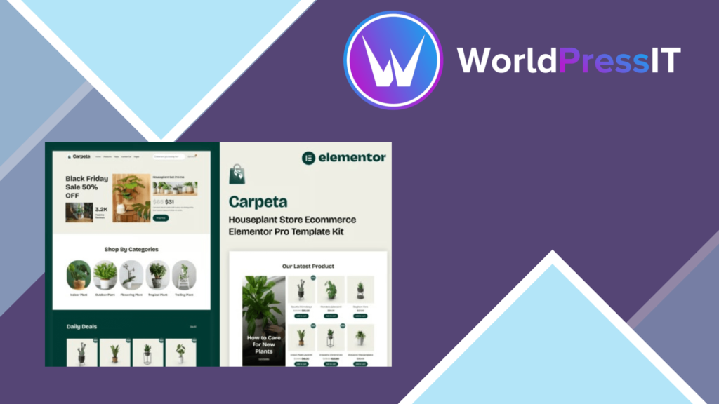 Carpeta – Houseplant Store Ecommerce Elementor Pro Template Kit