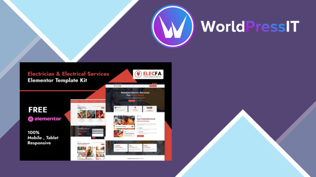 Elecfa – Electrician and Electrical Services Elementor Template Kit