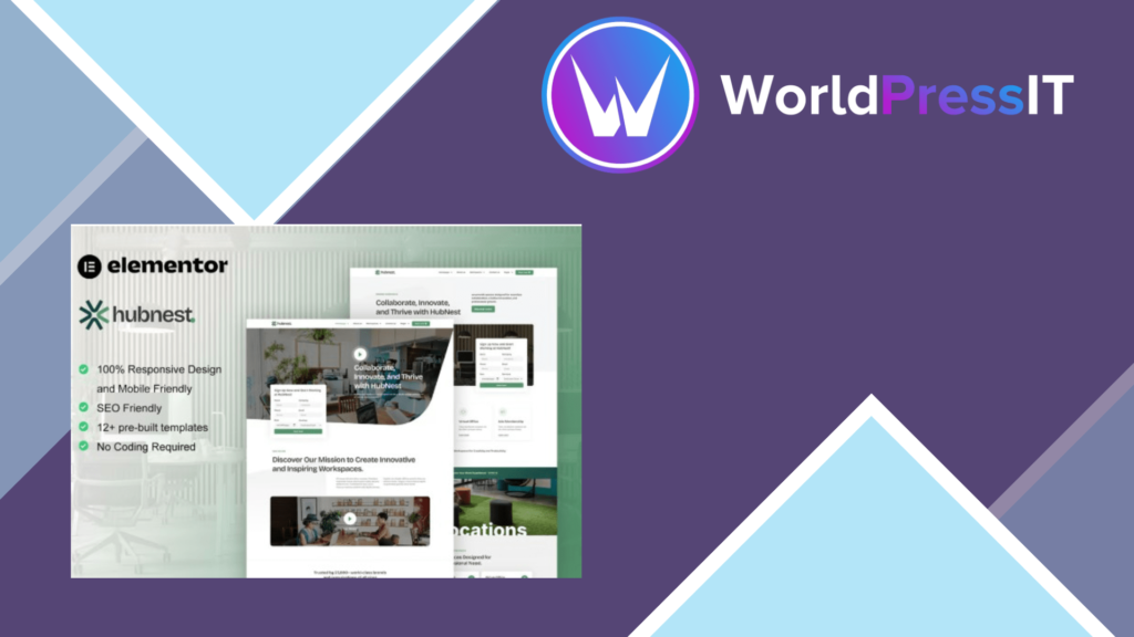 Hubnest – Coworking Space and Virtual Office Elementor Pro Template Kit