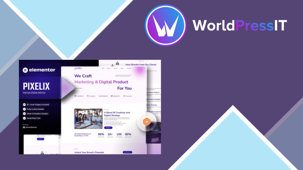 Pixelix – Startup Digital Agency Elementor Template Kit