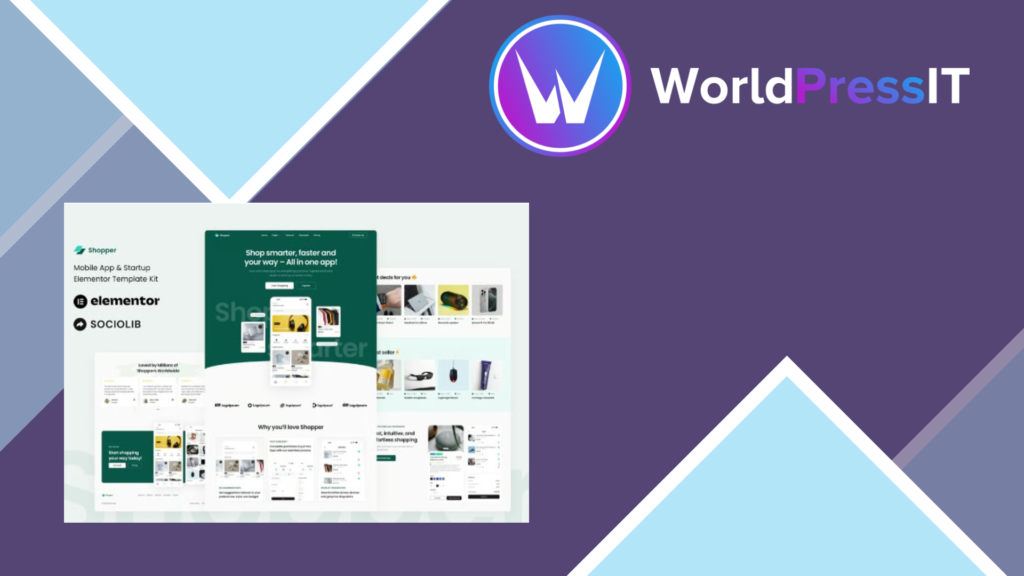 Shopper – Mobile App and Startup Showcase Elementor Template Kit