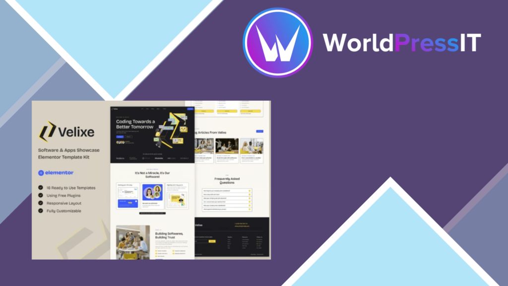 Velixe – Software and Apps Showcase Elementor Template Kit