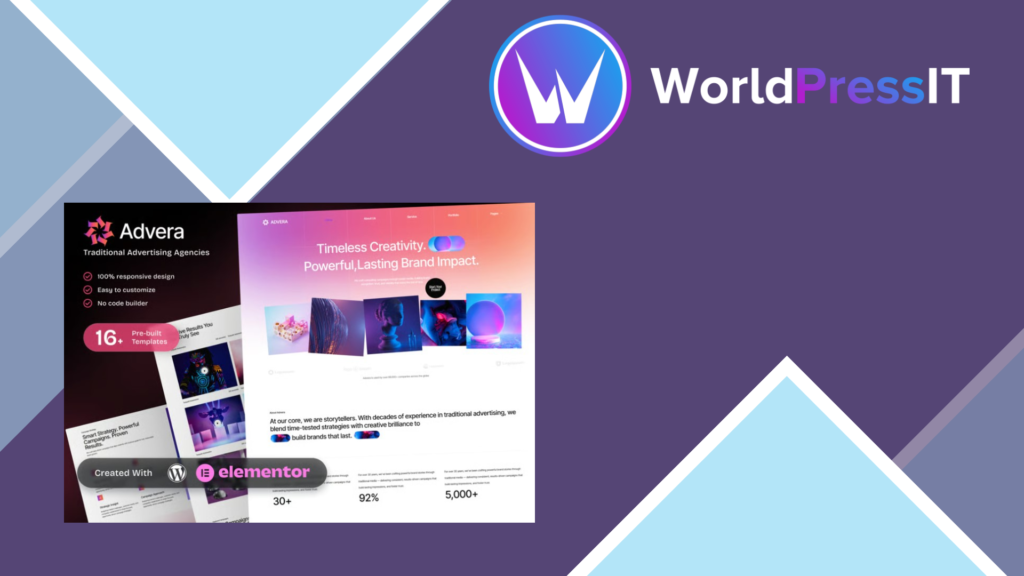 Advera – Traditional Advertising Agencies Business Promotion Elementor Template Kit