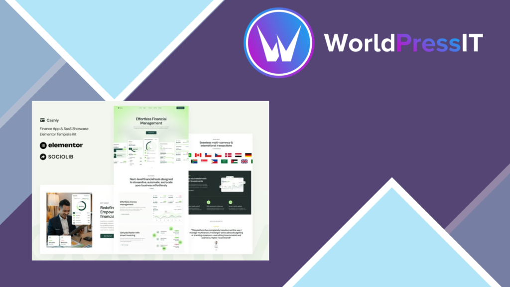 Cashly – Finance App and SaaS Showcase Elementor Template Kit