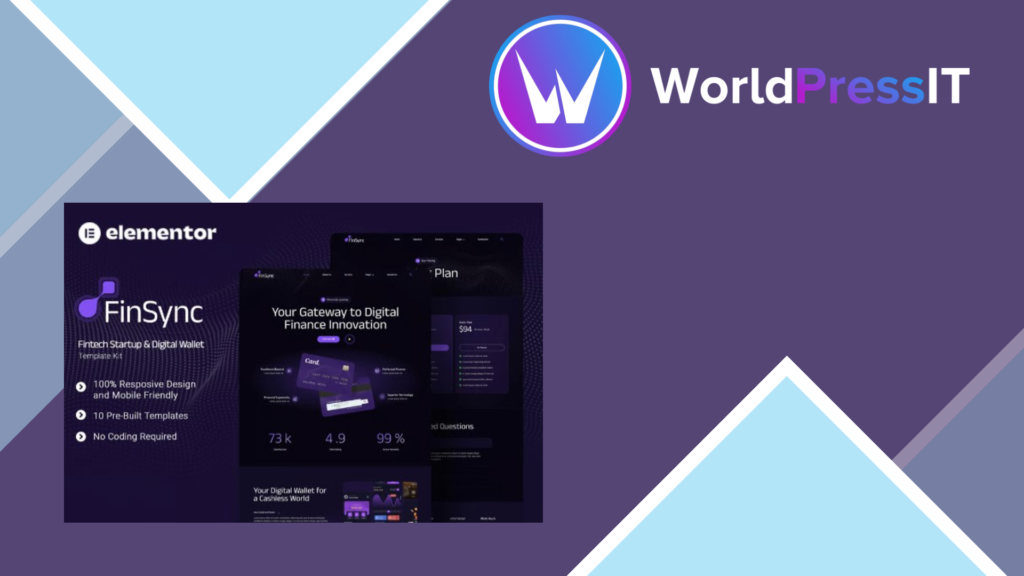 FinSync – Fintech Startup and Digital Wallet Elementor Template Kit