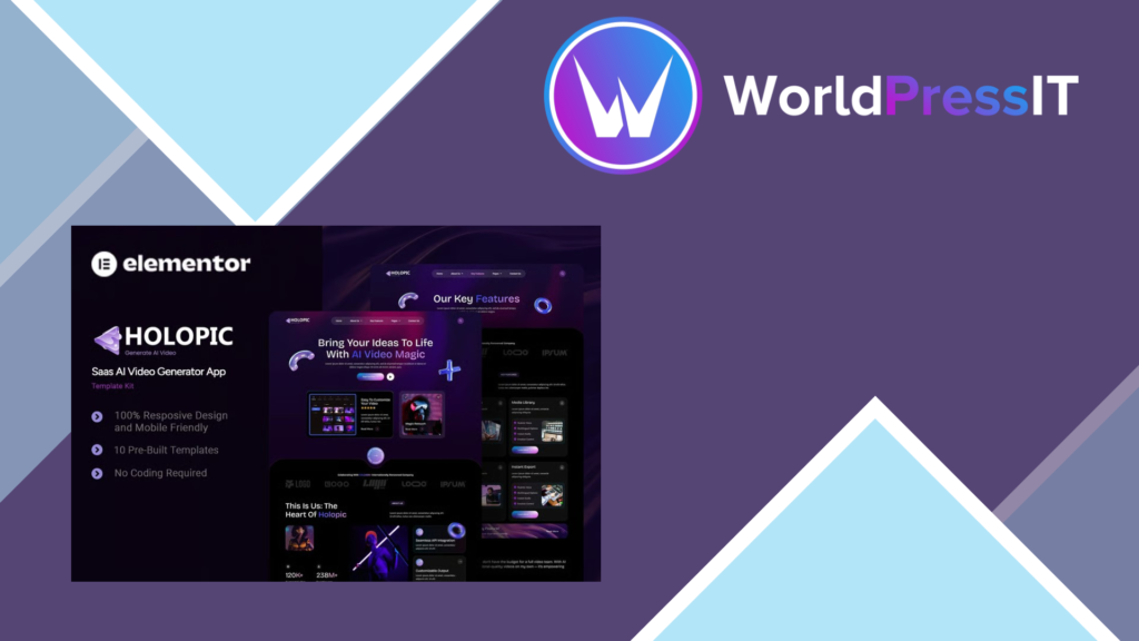 Holopic – Saas AI Generator App Elementor Template Kit
