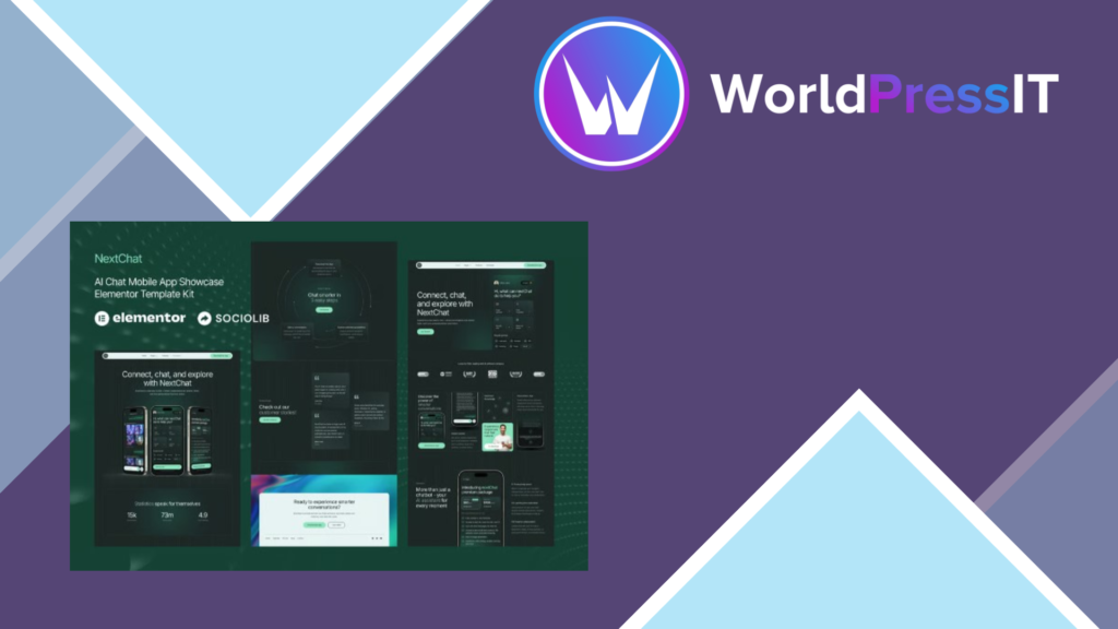NextChat – AI Chat Mobile App Showcase Elementor Template Kit