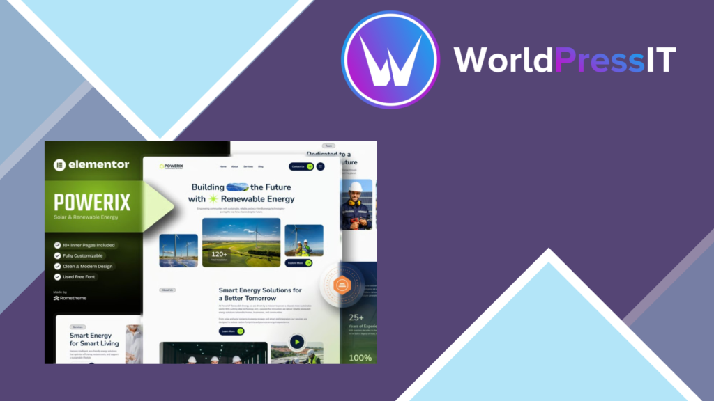 Powerix – Solar and Renewable Energy Elementor Template Kit