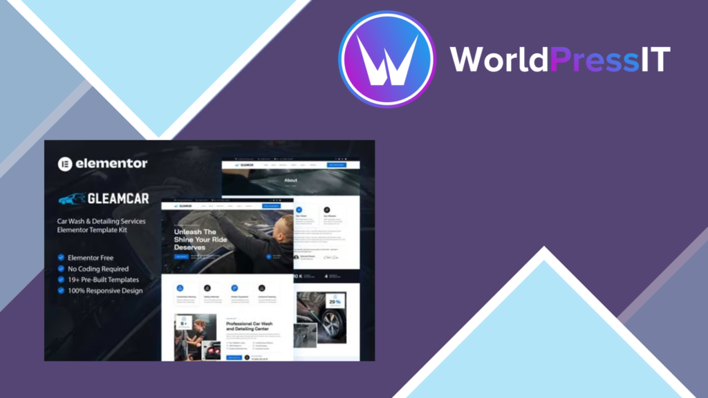 Gleamcar – Car Wash and Detailing Service Elementor Template Kit